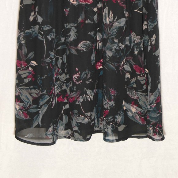 Maurices SZ XS Black Leaf Print Elastic Waist Mini Dress with Back Cross Straps - Picture 4 of 8